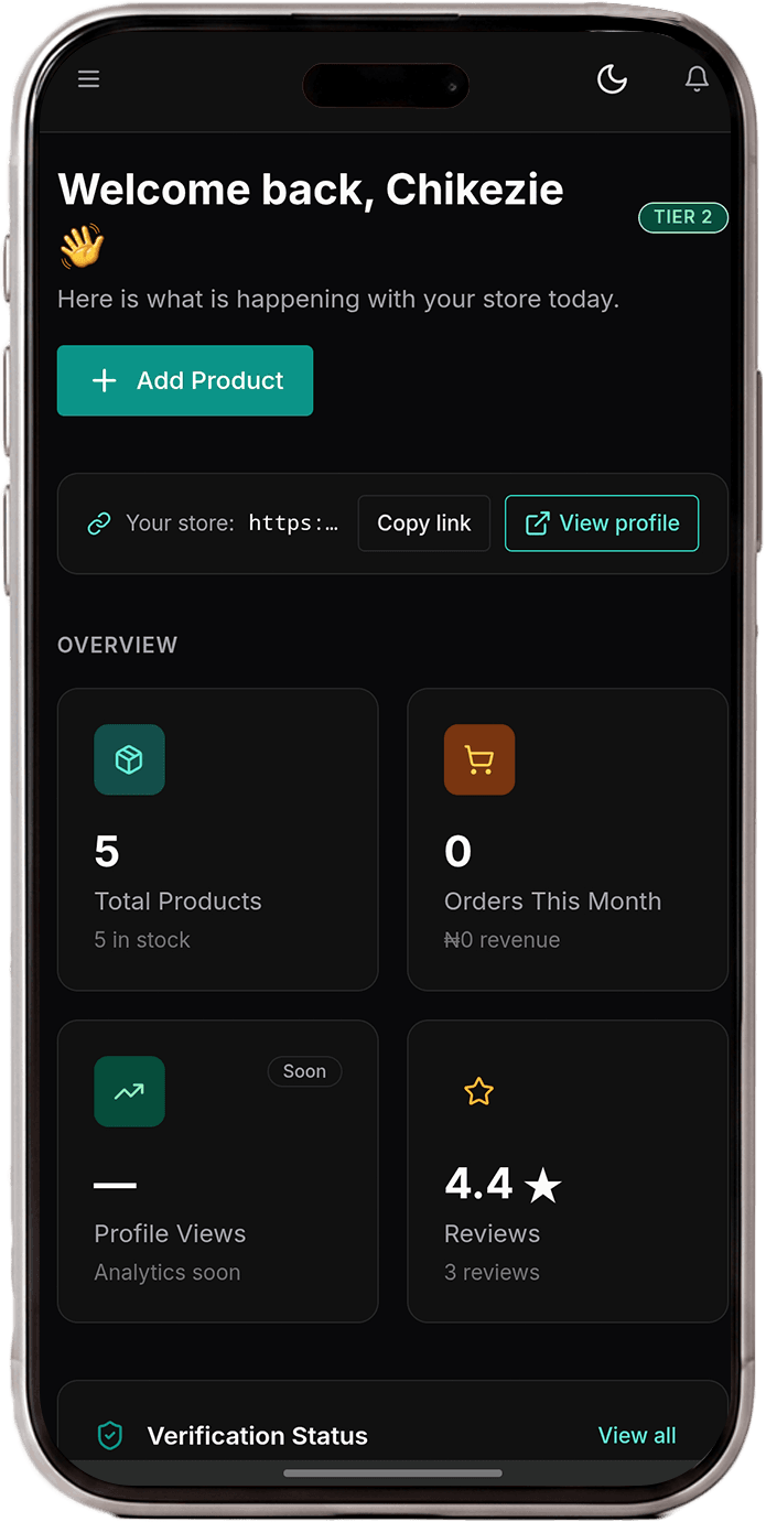 A smartphone displaying a social media post with a link to a product page
